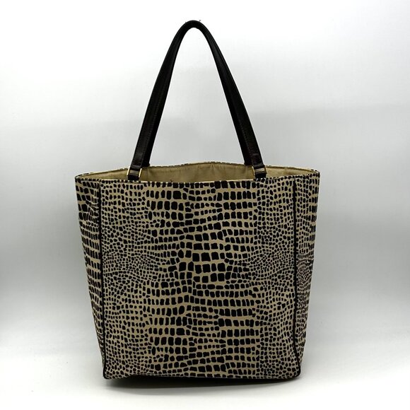Kate Spade Brown & Tan Canvas Safari Lizard Tote Bag - Picture 2 of 12